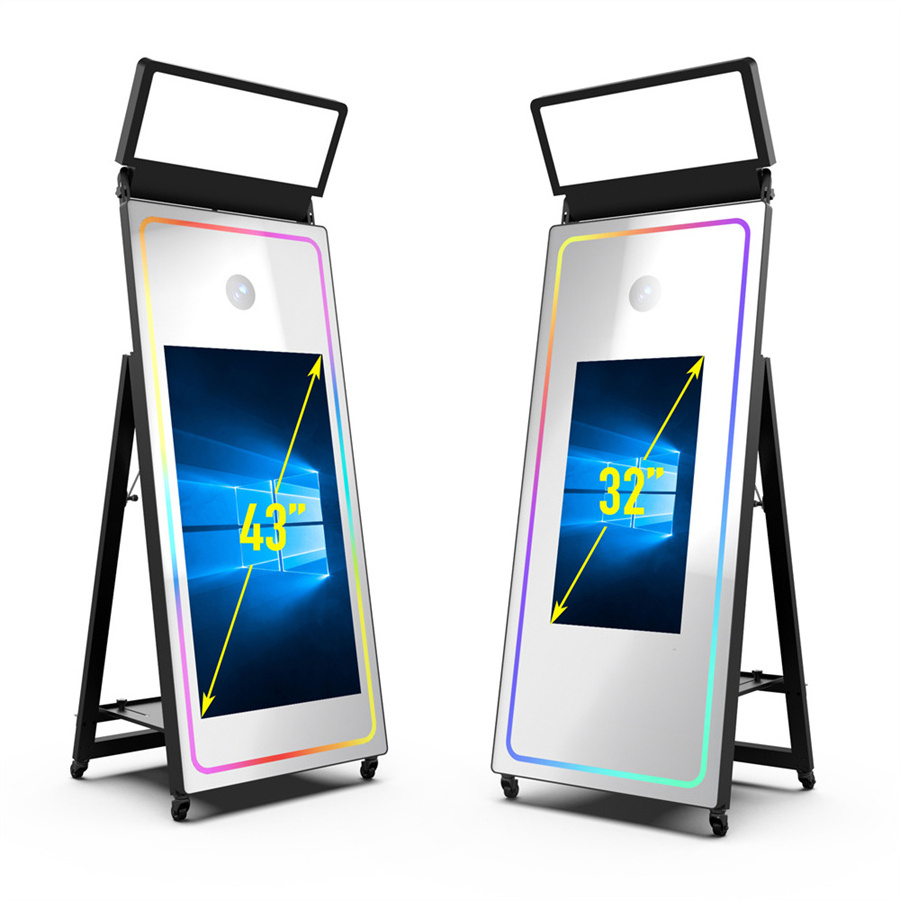 Magic Mirror Photo Booth Foldable Machine Kiosk Self Service Mirror Dslr Photo Booth With Printer