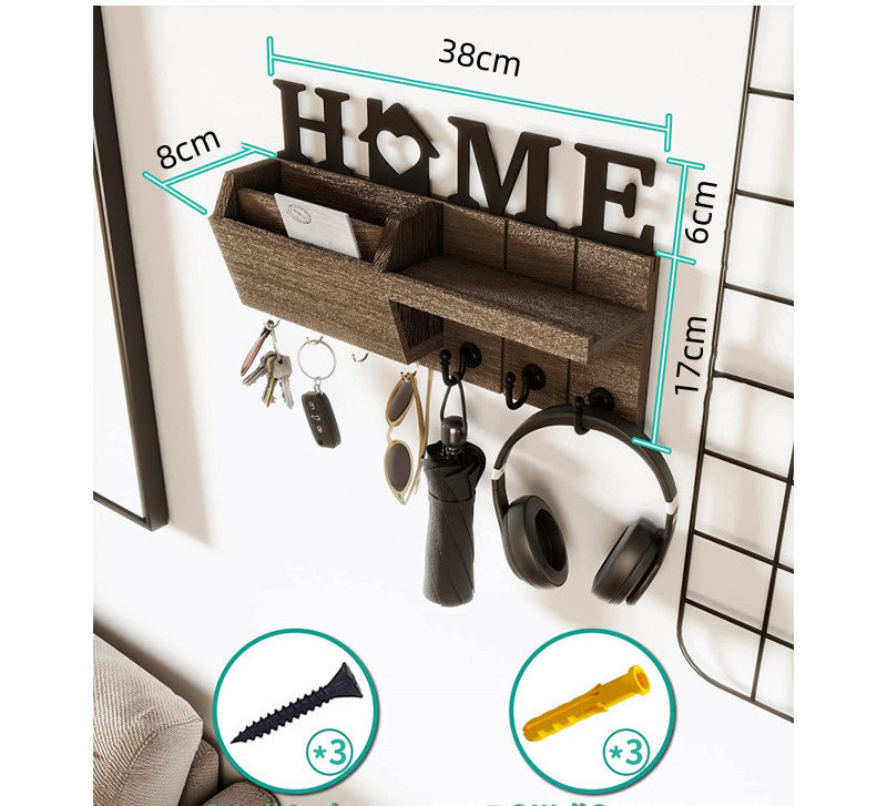 wooden Entryway Hallway Living Room Key Holder Decor Key Organizer Shelf Mail and Key Hanger with Hook and Hat Coat Rack