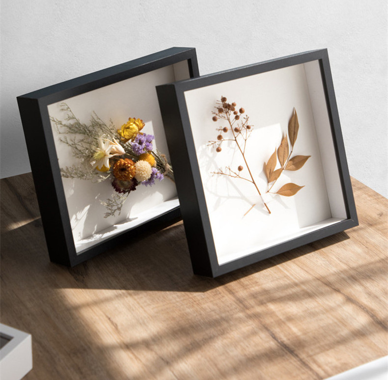 square 8x8 shadow box frame Memory Display Case for Flower wholesale custom wooden 3d shadow box bulk shadow boxes