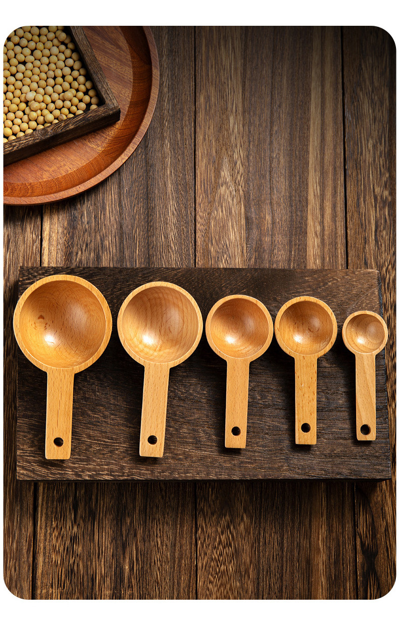 wood short scoop 5ml 10ml  15ml 20ml 45ml 65ml coffee tea measuring milk powder wooden measuring  scoop