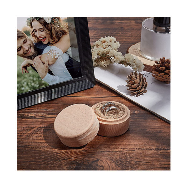 small beech beech Round Jewelry Packaging BoxDIY Storage Container Case  Wedding Wooden boxes  Ring Jewelry Earring Trinket Box