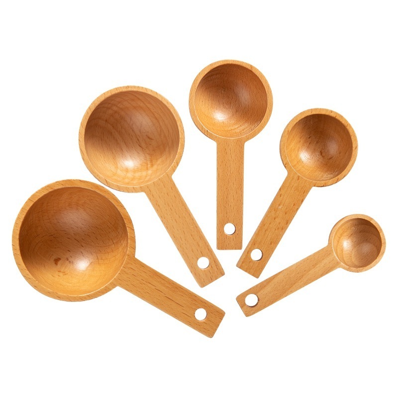 wood short scoop 5ml 10ml  15ml 20ml 45ml 65ml coffee tea measuring milk powder wooden measuring  scoop