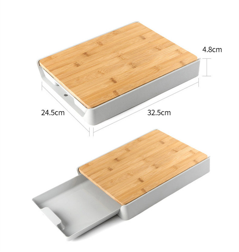 Wood Cutting Board Meal Prep Station With Pull Out Trays For Easy Food Prep Storage Clean Up Wooden Non Slip Prep Deck