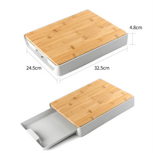 Wood Cutting Board Meal Prep Station With Pull Out Trays For Easy Food Prep Storage Clean Up Wooden Non Slip Prep Deck