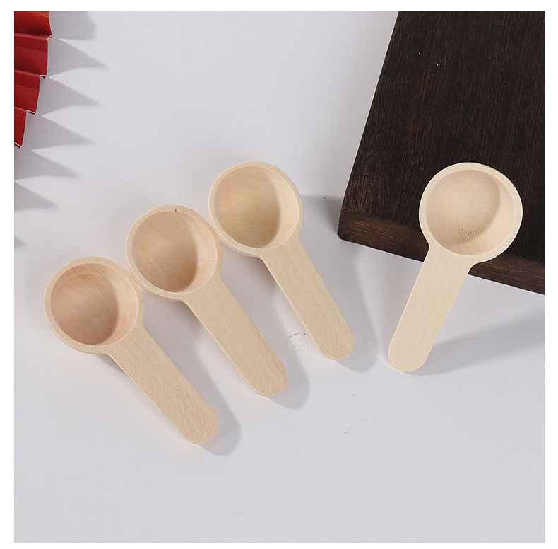 2ml 5ml 10ml natural  round mini wood spoon  small Ice cream honey milk powder tiny powder mini spoon scoop