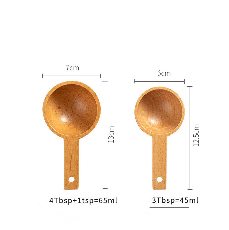 wood short scoop 5ml 10ml  15ml 20ml 45ml 65ml coffee tea measuring milk powder wooden measuring  scoop