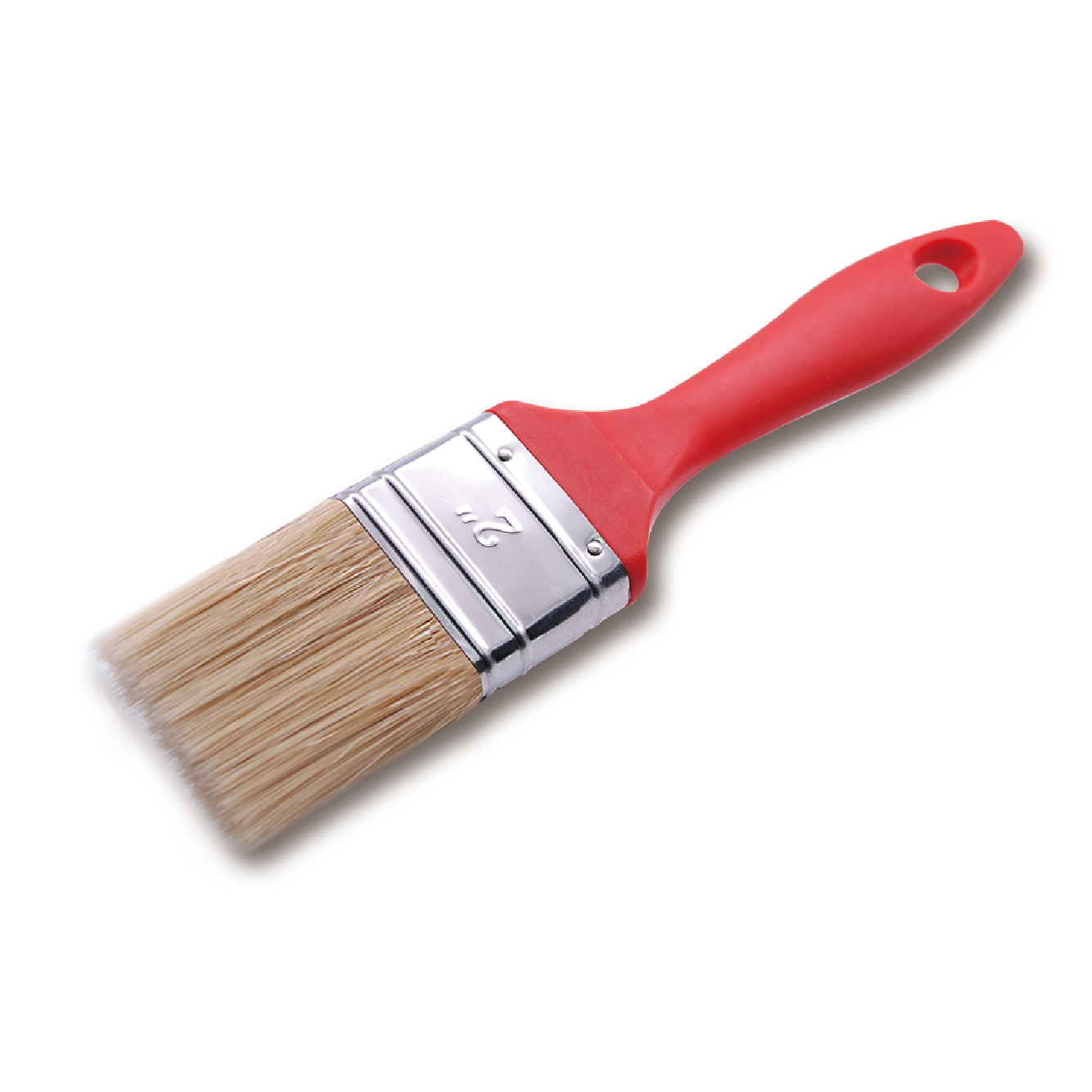 210213 Natural Bristle Stainless Steel Paint Brush with White Filament & Plastic Handle