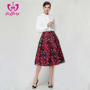 2017 fashion high waist temperament half skirt color long paragraph A word skirt umbrella skirt female D1004