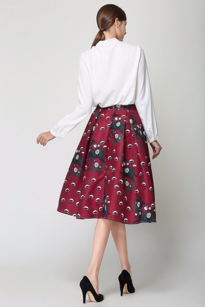 2017 fashion high waist temperament half skirt color long paragraph A word skirt umbrella skirt female D1004