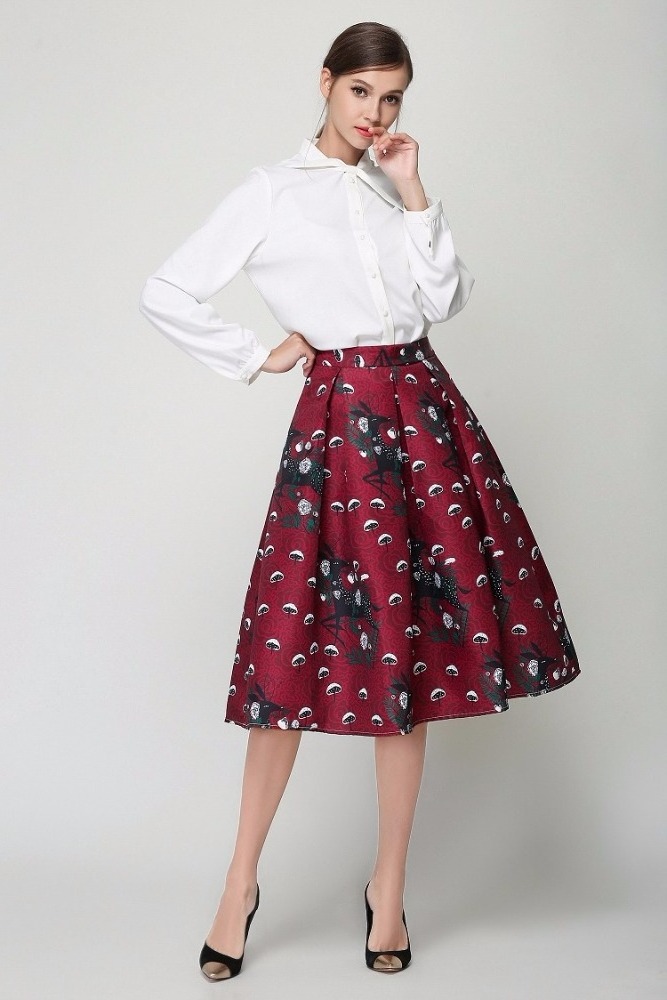 2017 fashion high waist temperament half skirt color long paragraph A word skirt umbrella skirt female D1004