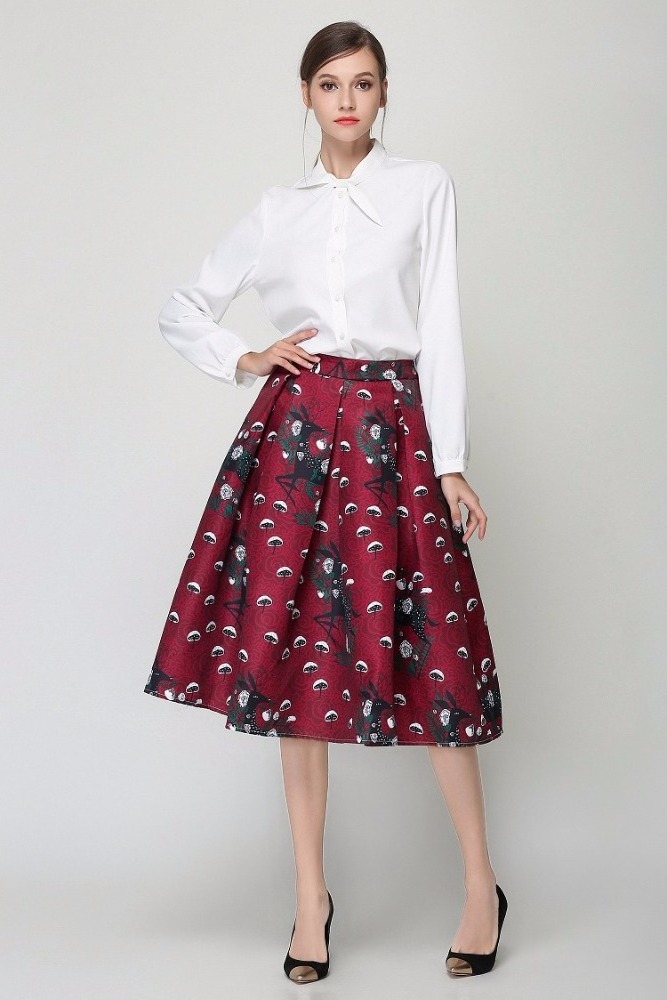 2017 fashion high waist temperament half skirt color long paragraph A word skirt umbrella skirt female D1004