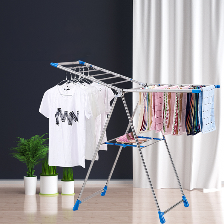 Hanging Foldable Cloth Rack 3 Tier Drying Laundry Racks With Coating