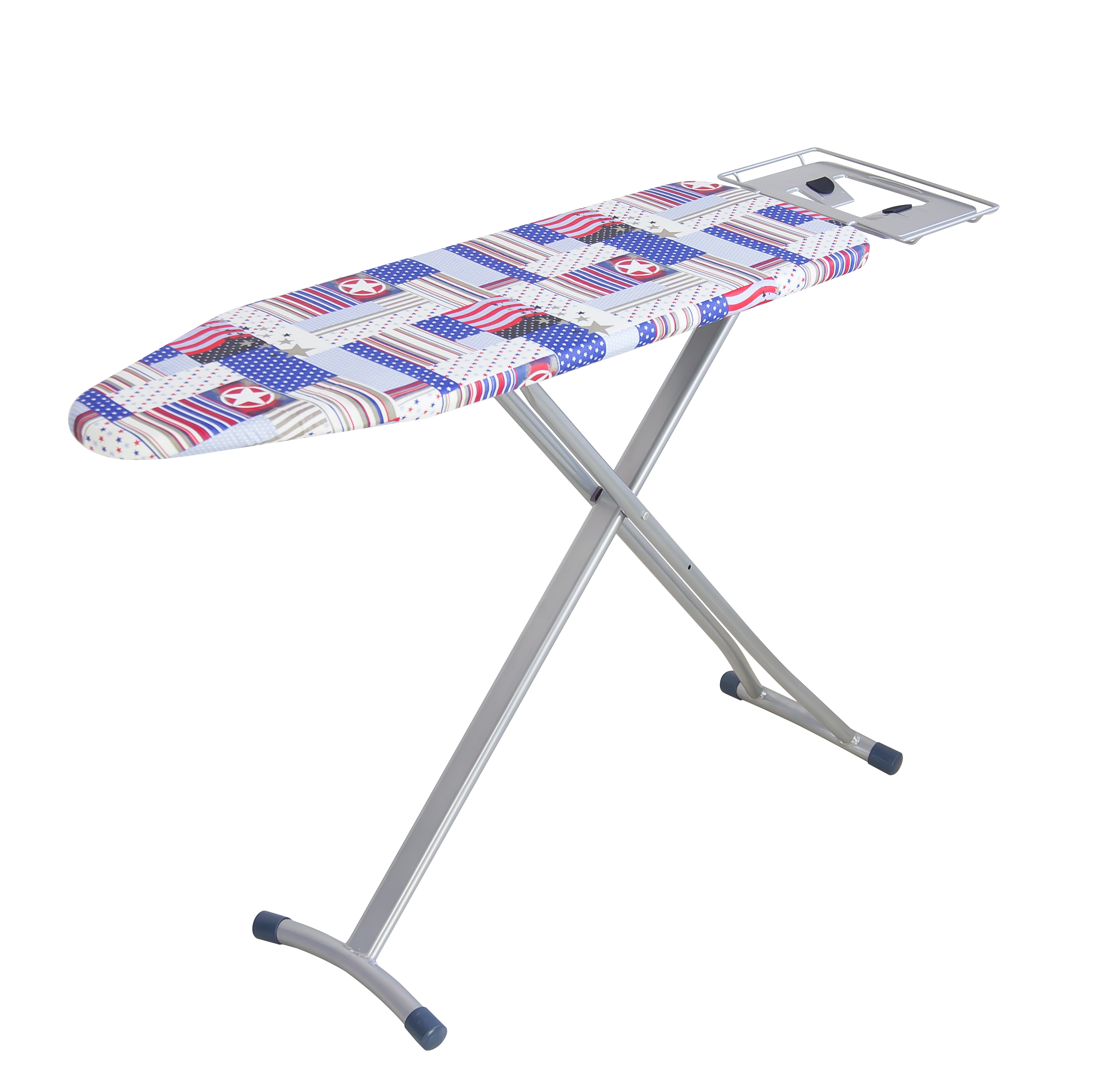 Household Essentials Silver Deluxe Ironing Board with Iron Rest and Clothes Rack