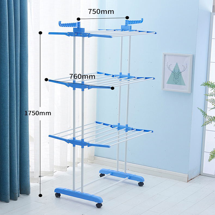 Laundry Hanger Rack 3 Tier Drying Laundry Racks With Coating Adjustable