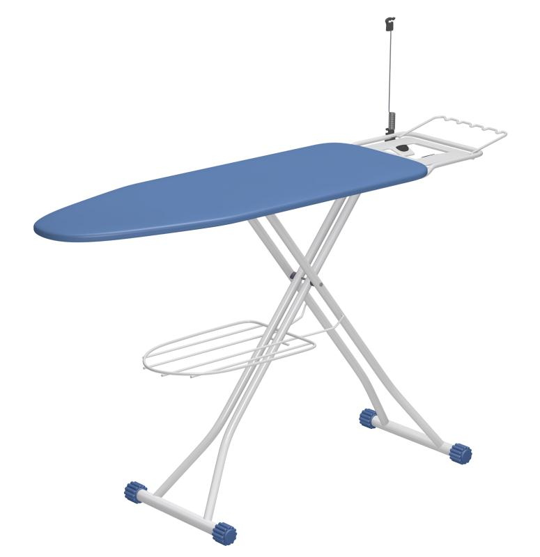 Household Essentials Silver Deluxe Ironing Board with Iron Rest and Clothes Rack