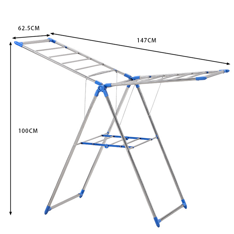 Hanging Foldable Cloth Rack 3 Tier Drying Laundry Racks With Coating