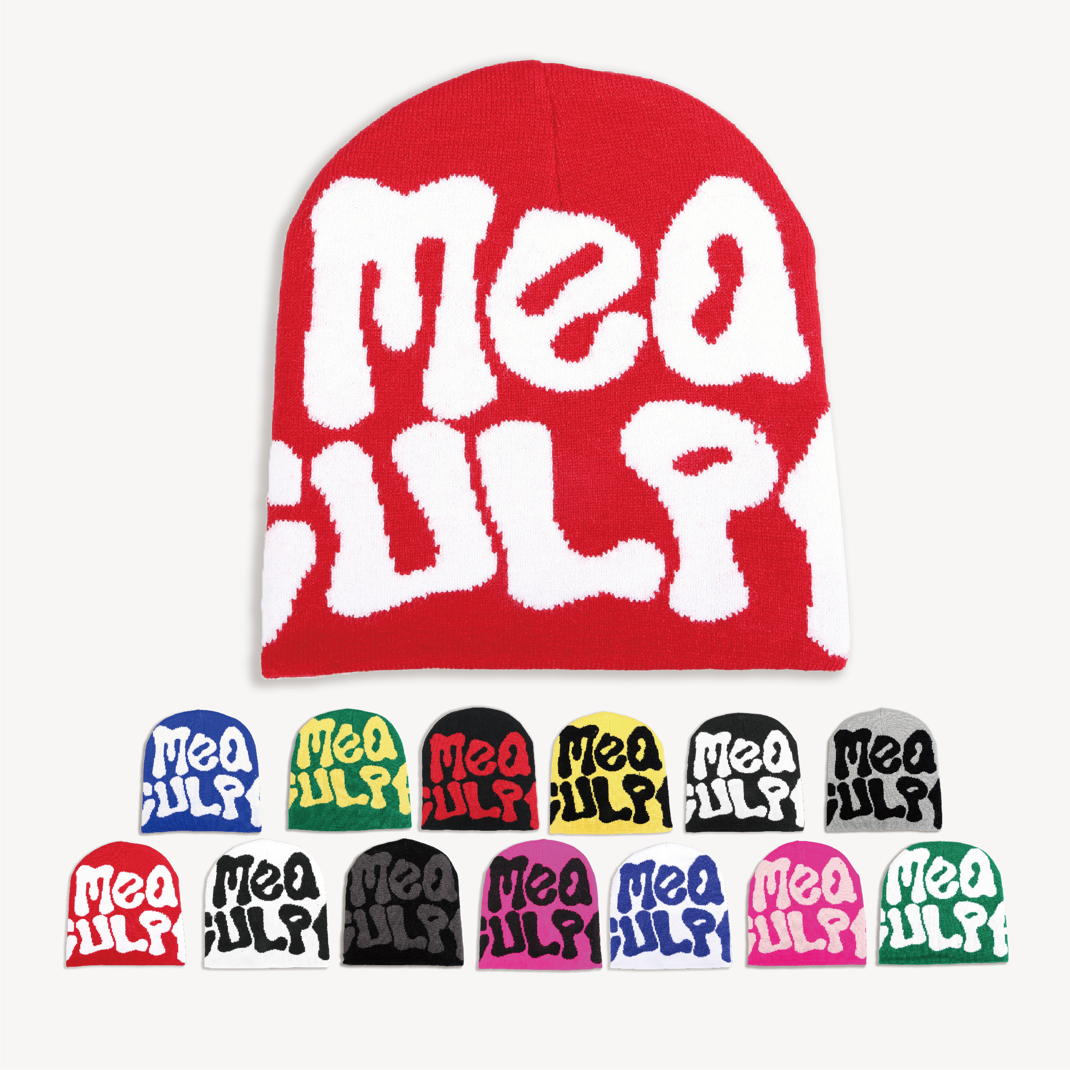 Best Price Low MOQ Custom Logo Jacquard Beanie Manufacturers All Over Print Beanie Fold Cuffless Winter Skull Knitted Hat