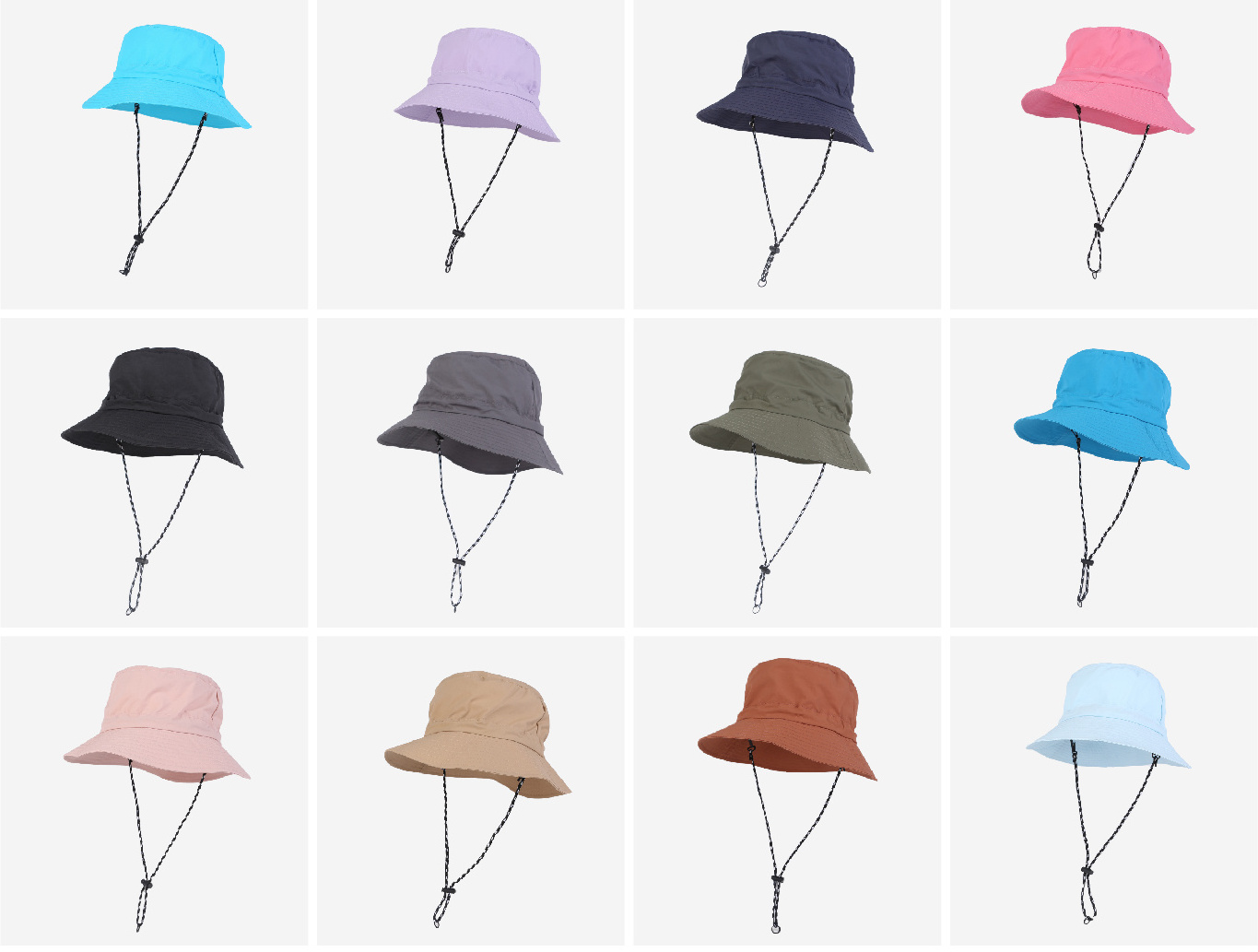 Outdoor Popular UV Resistance Custom Logo Bucket Fisherman Hat Camping Foldable Bucket Hat With String