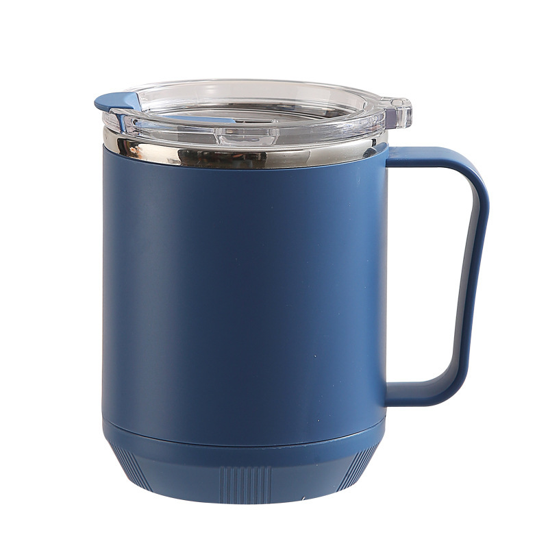 Wholesale Outside Plastic Inside Stainless Steel Leakproof  Portable Insulated Drinking Coffee Mugs With Handle Lid