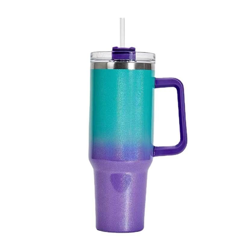 UV cow print 40oz tumbler with handle cheetah sunflower dog paw laser 40oz sublimation shimmer tumblers