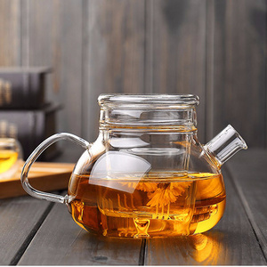 Wholesale Custom new design 800ml borosilicate glass teapots warmer with removable infuser