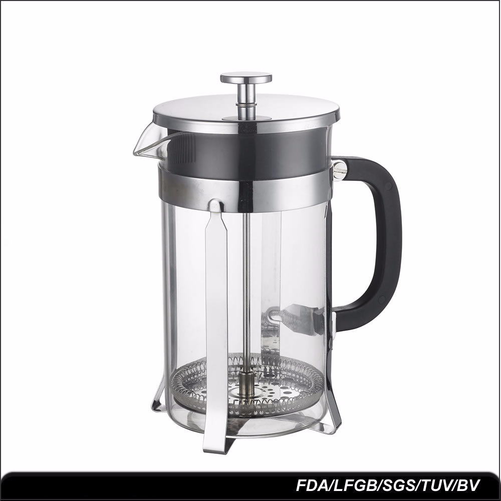 Borosilicate Glass French Press Coffee Tea Maker Pot With Scoop Glass Carafe Coffee Press Plunger with 4 Filters