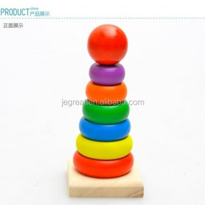 Rainbow Stacker Tower Wooden Ring Educational Toys for children