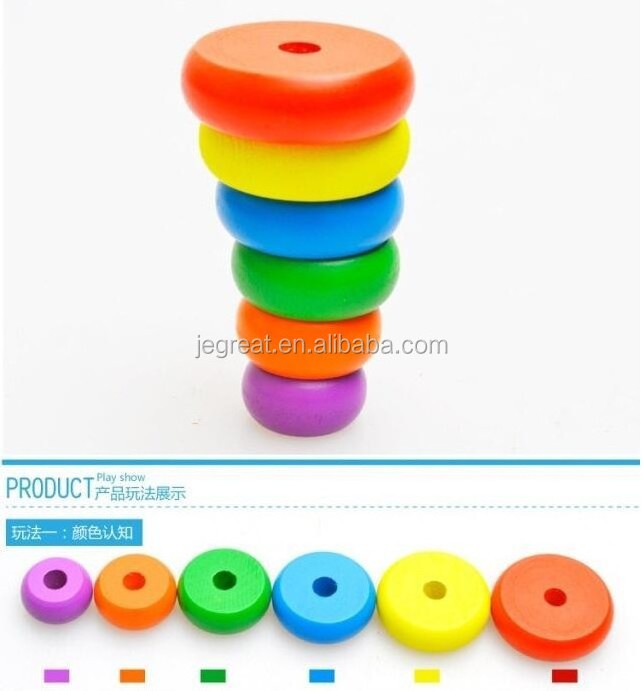 Rainbow Stacker Tower Wooden Ring Educational Toys for children