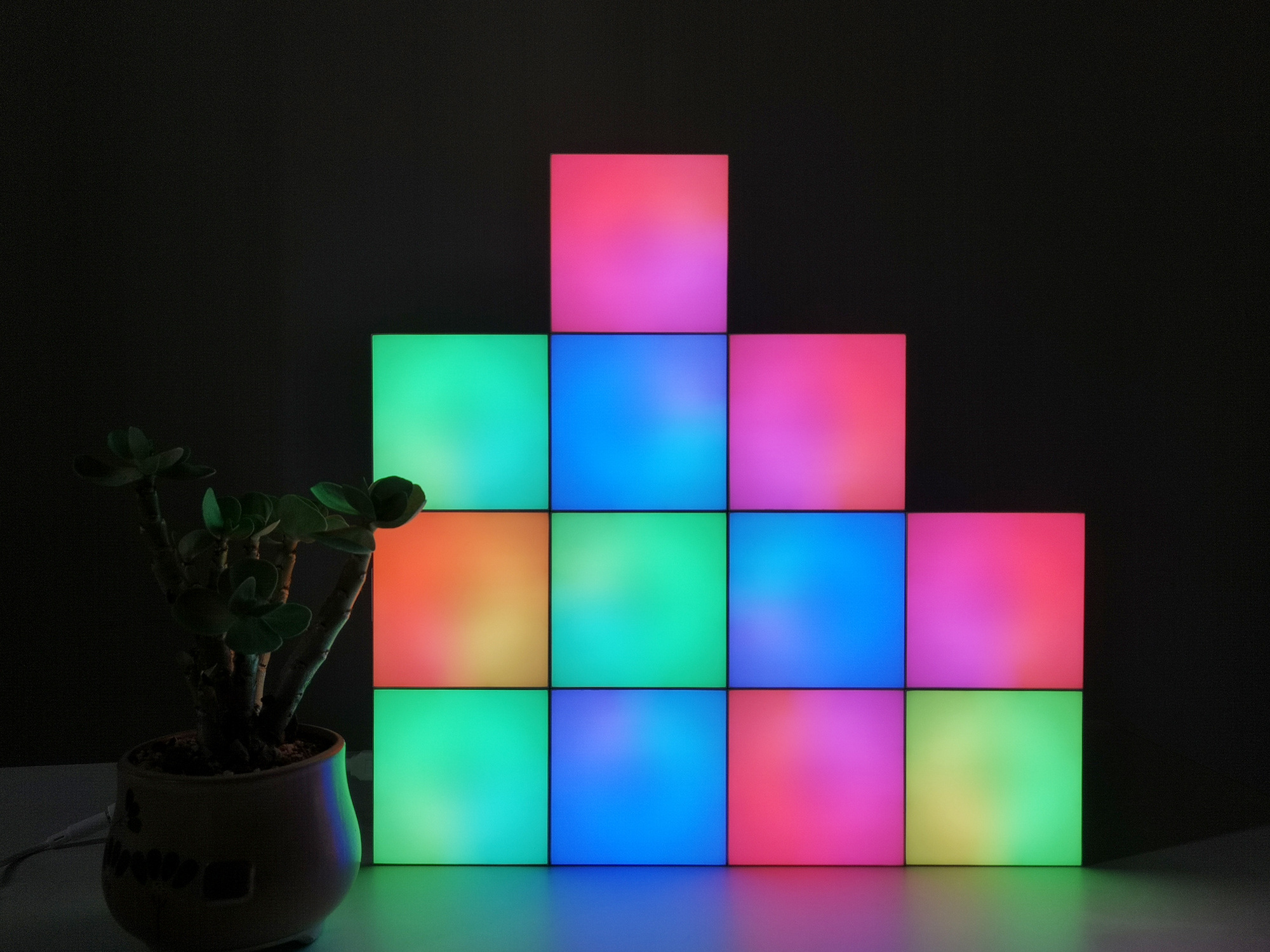 DIY Geometric Modular Panel Lights for Wall with Remote Quantum Honeycomb LED for Gamers Music Sync Square Lamp 2022 New Arrival