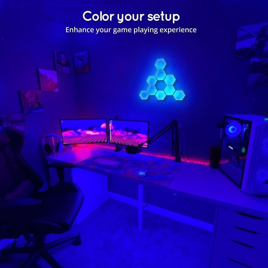 6pack Led Gaming Wall Lights Nano Hexagon Panels Touch Sensor Remote Control Smart App Music Sync Quantum Night Light 2023 Hot