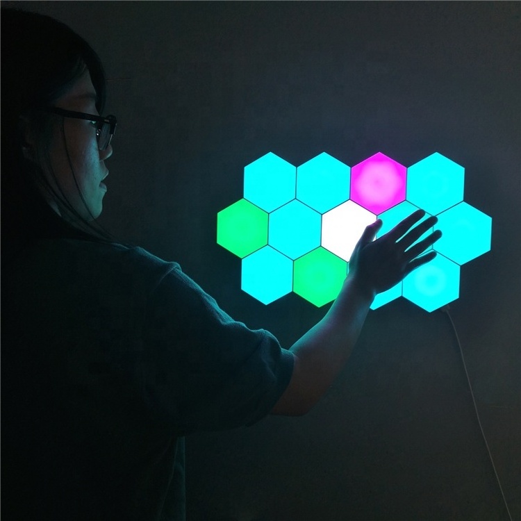 Remote Controlled Touch Hexagonal Wall Lamp Modular Lights Creative Decoration Smart Hexagon Quantum Light Touch Lights JE-Q01