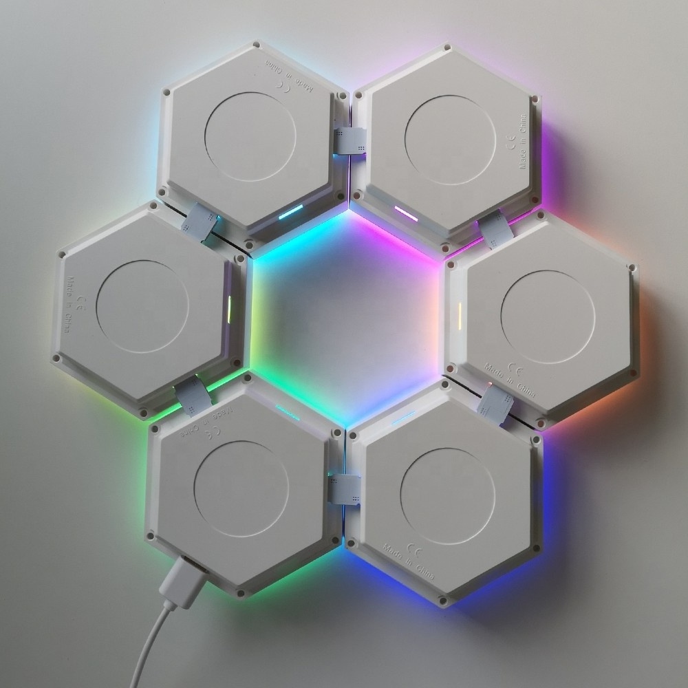 Dropshipping Christmas Decoration Gift Hexagon Modular Lamp Home Decor Wall Art Touch control LED Night Light