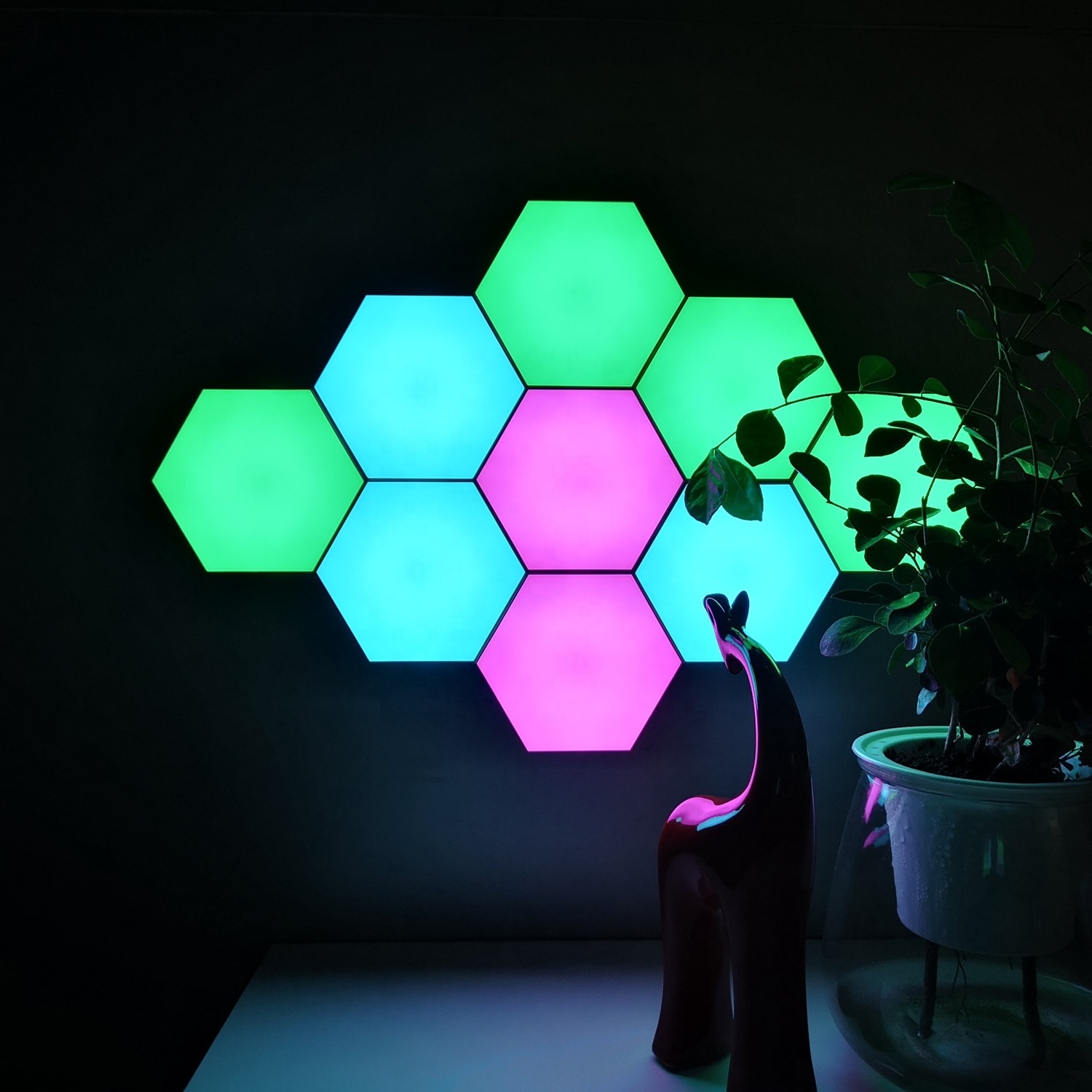 Dropshipping Christmas Decoration Gift Hexagon Modular Lamp Home Decor Wall Art Touch control LED Night Light