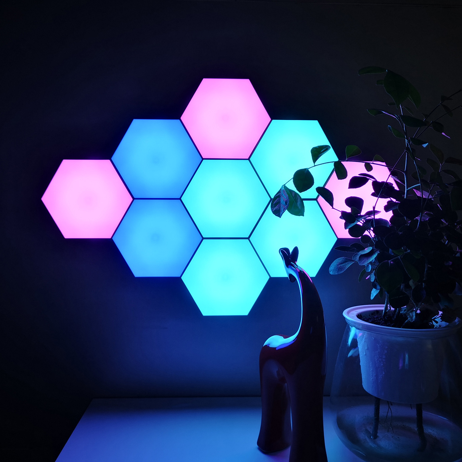 Dropshipping Christmas Decoration Gift Hexagon Modular Lamp Home Decor Wall Art Touch control LED Night Light