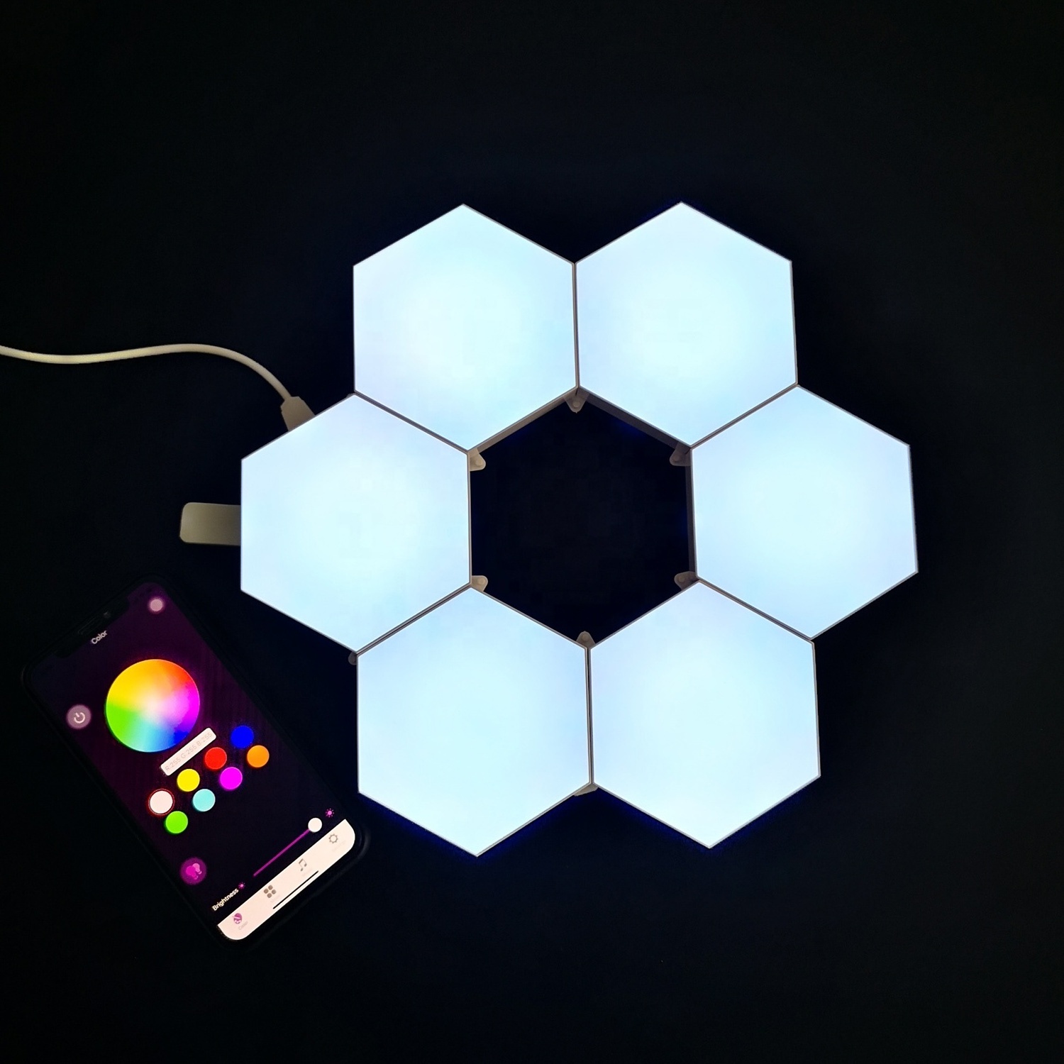 DIY Geometry Glide Wall Light Hexagon APP Controlled RGB Smart Hexagon Lights LED Gaming Night Lamp Sync With Music for Bedroom