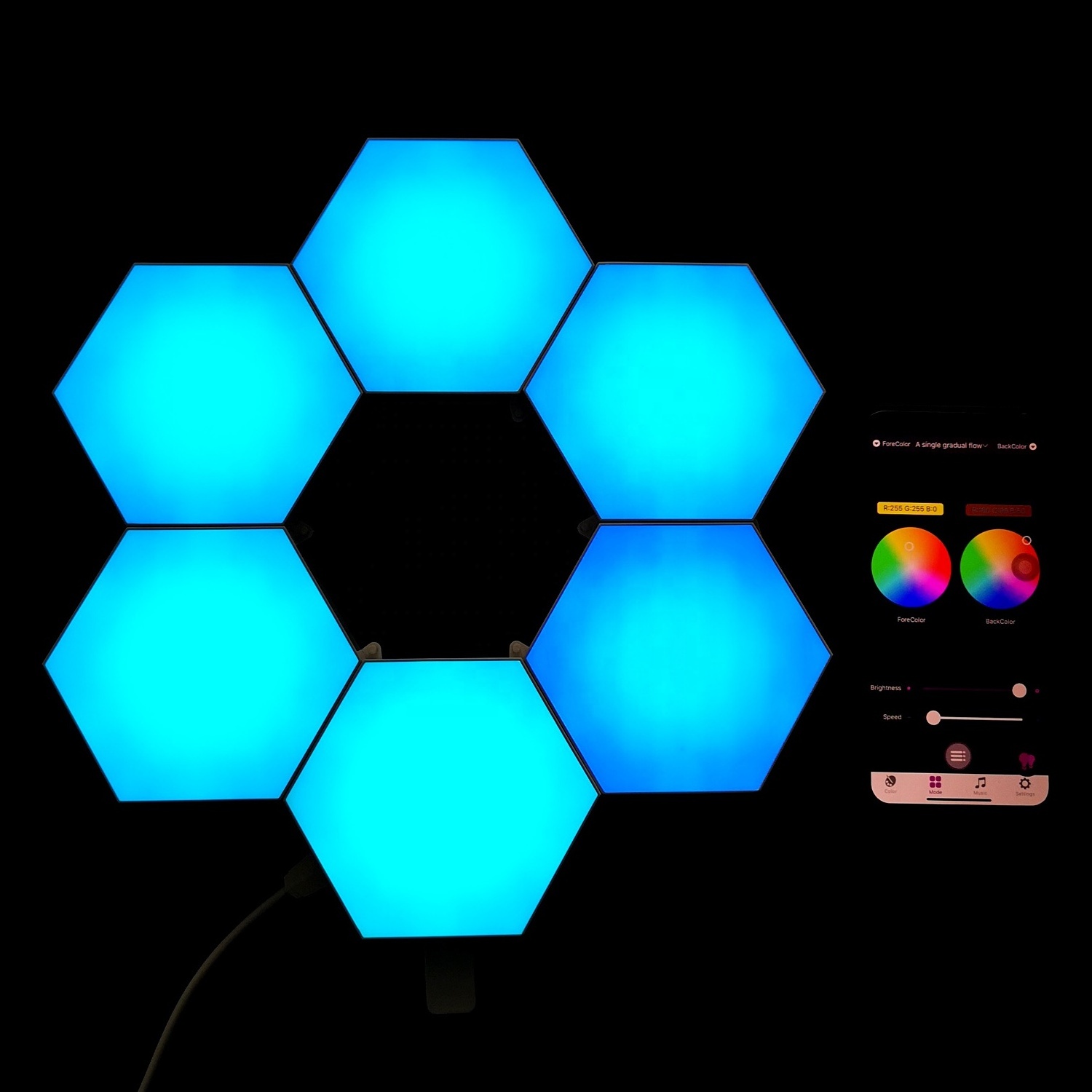 DIY Geometry Glide Wall Light Hexagon APP Controlled RGB Smart Hexagon Lights LED Gaming Night Lamp Sync With Music for Bedroom