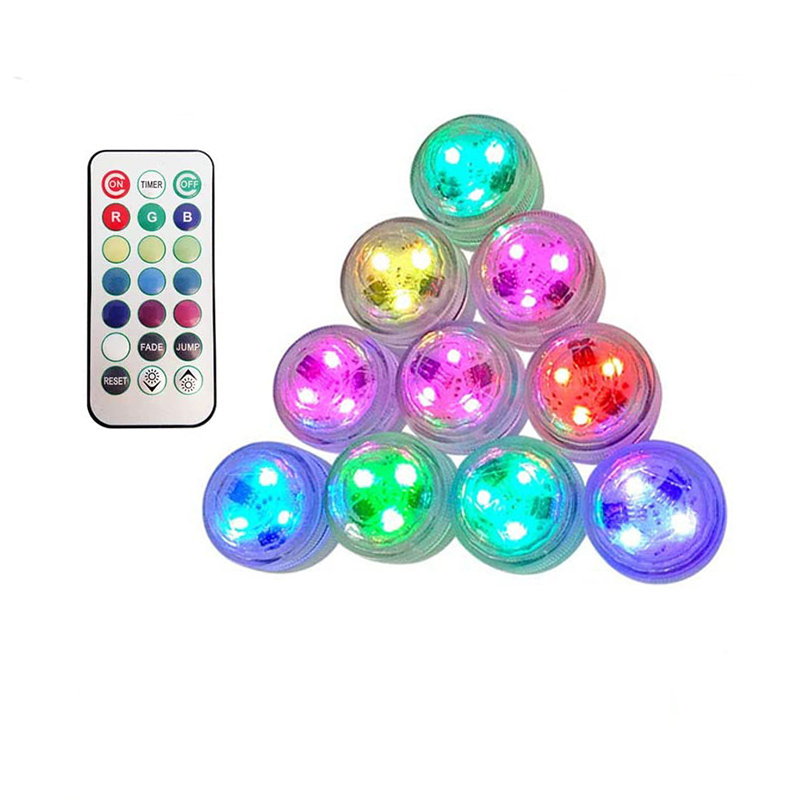 Remote Controlled RGB Color Changing Submersible led Light 3cm LED Tea Light Candle for Floral Home Decor