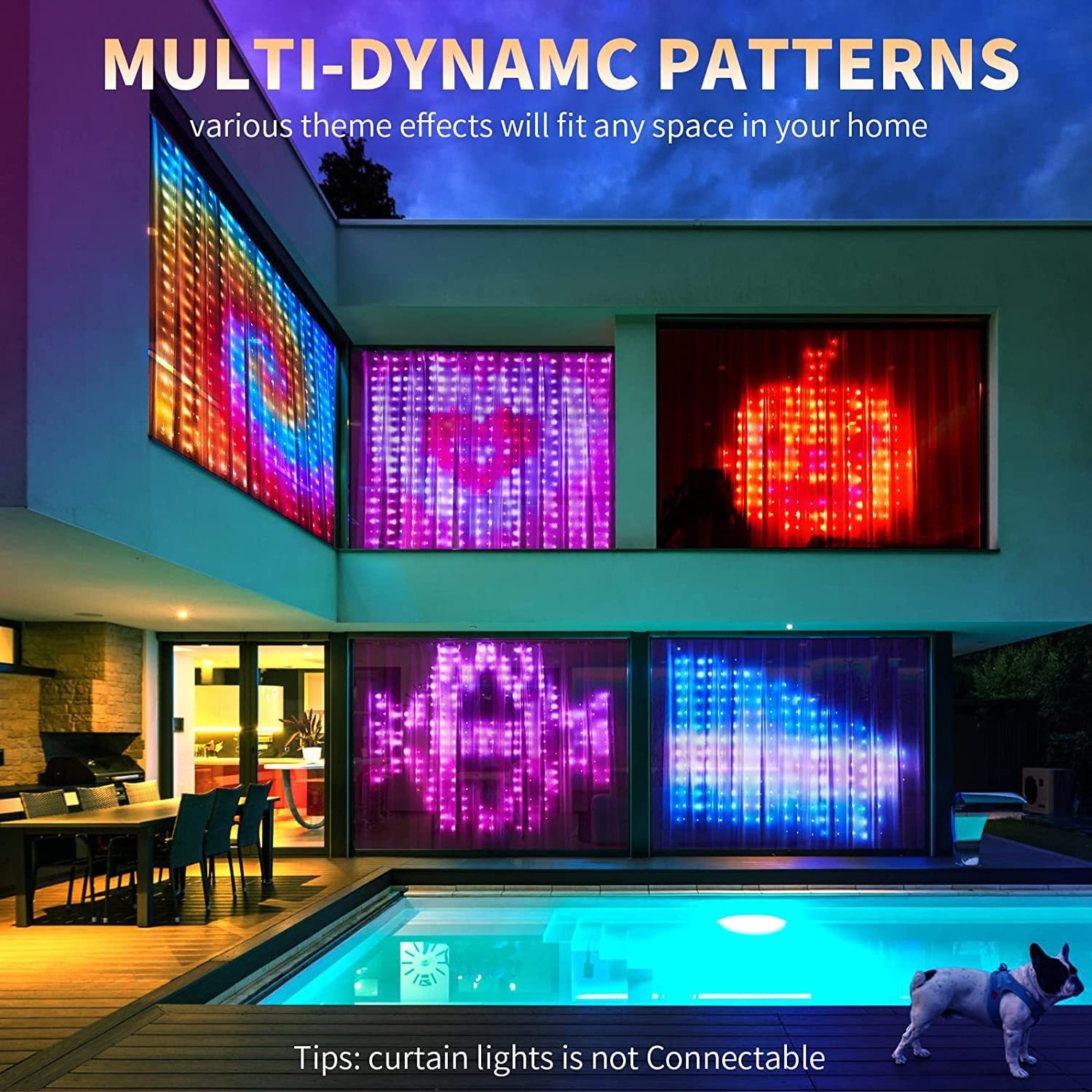 RGB 3x3m Home Wall Window Curtain Lights App Remote Controlled 400 LED Programmable String Curtain Fairy Decor Light