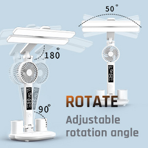 Hot Sale Energy Saving Fancy Led Smart Table Lamp with Fan Foldable Rechargeable Power Led Lamp For Student