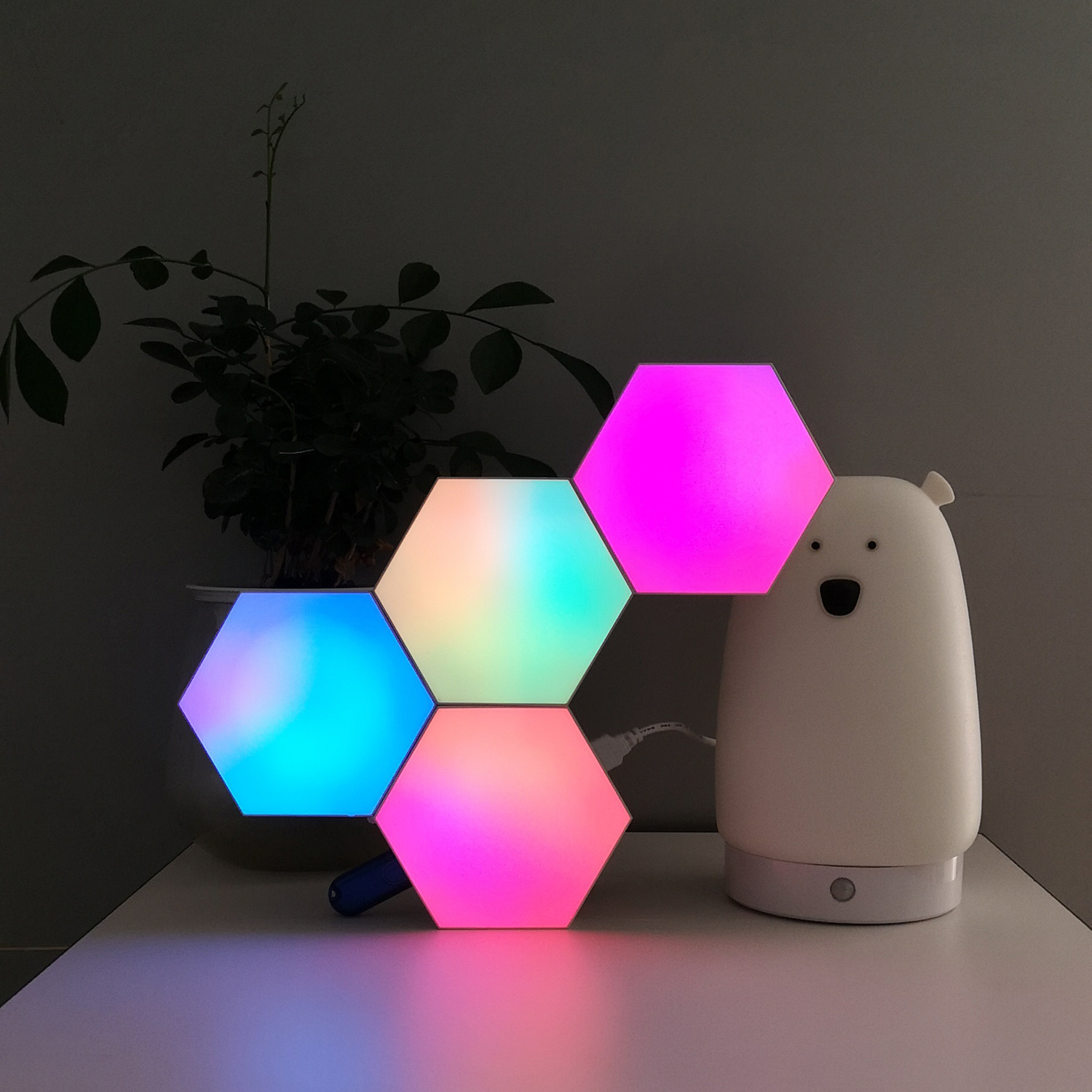 Cheap Usb Combinable Wall Wireless Led Quantum Lights Hexagonal Smart Mobile Remote Control Diy Pattern Touch Led Night Light