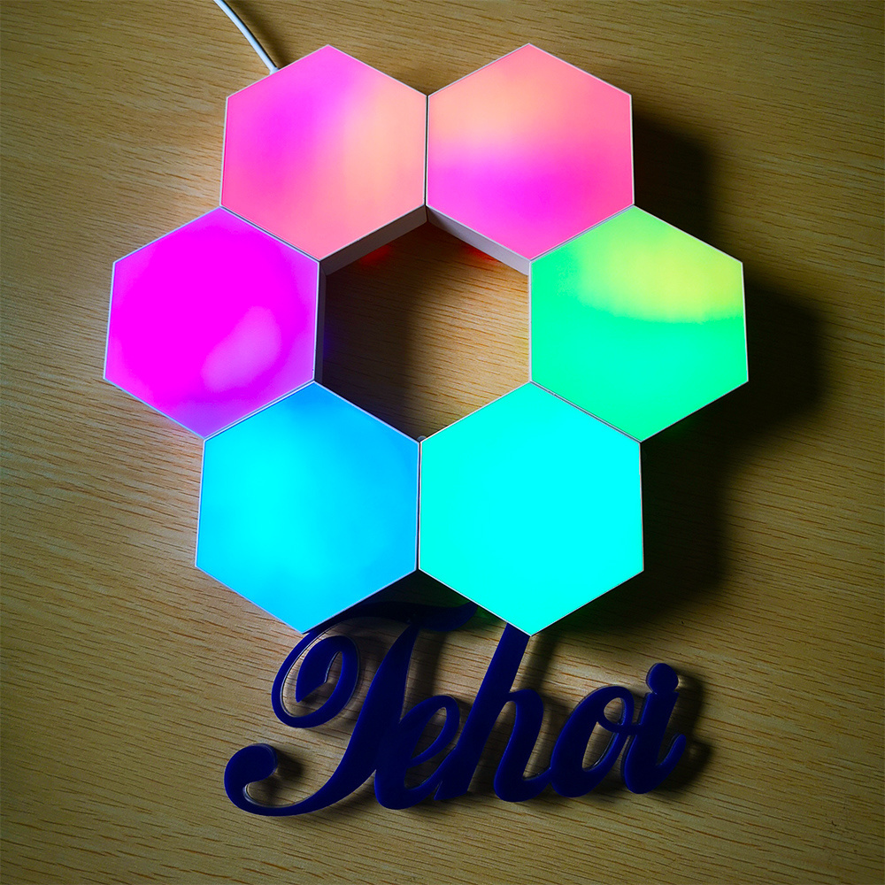 RGB Quantum Light Smart Hexagon Lights Led Hexagonal Modular Lighting Remote +App Controlled +Switch Button 3 in 1 model JE-Q07