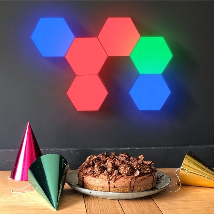 RGB Color Remote Controlled Led Hexagonal Multi Color Night Light Touch Light Hexagon