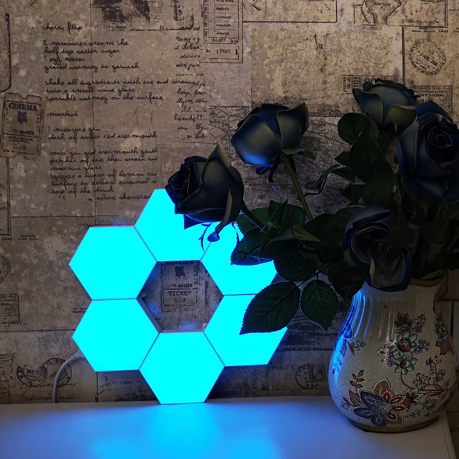 Cheap Usb Combinable Wall Wireless Led Quantum Lights Hexagonal Smart Mobile Remote Control Diy Pattern Touch Led Night Light