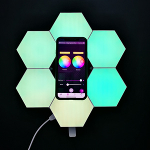 Christmas Decoration Mobile APP Control DIY Hexagonal Modular Lamp Home Decor Interior Wall Art Phone control LED Night Light