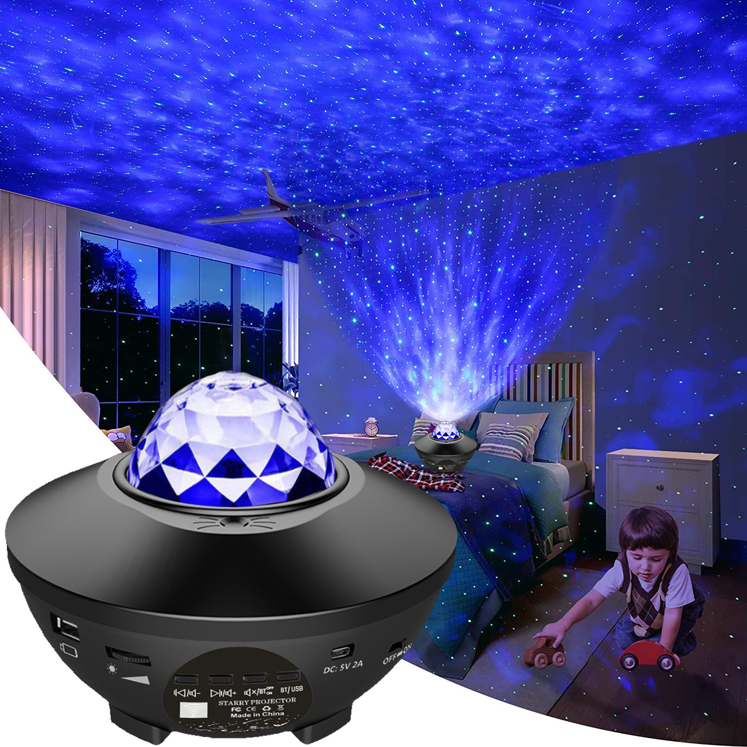 Laser Star Sky Projector for Christmas, LED Night Light Smart Galaxy Projector with Remote, BT Music Sync Home Light for Bedroom