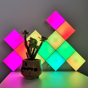 DIY Geometric Modular Panel Lights for Wall with Remote Quantum Honeycomb LED for Gamers Music Sync Square Lamp 2022 New Arrival