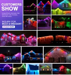 Factory hot sale RGBIC amusement park led point light permanent christmas pixel eaves lighting strip for outdoor roof decoration