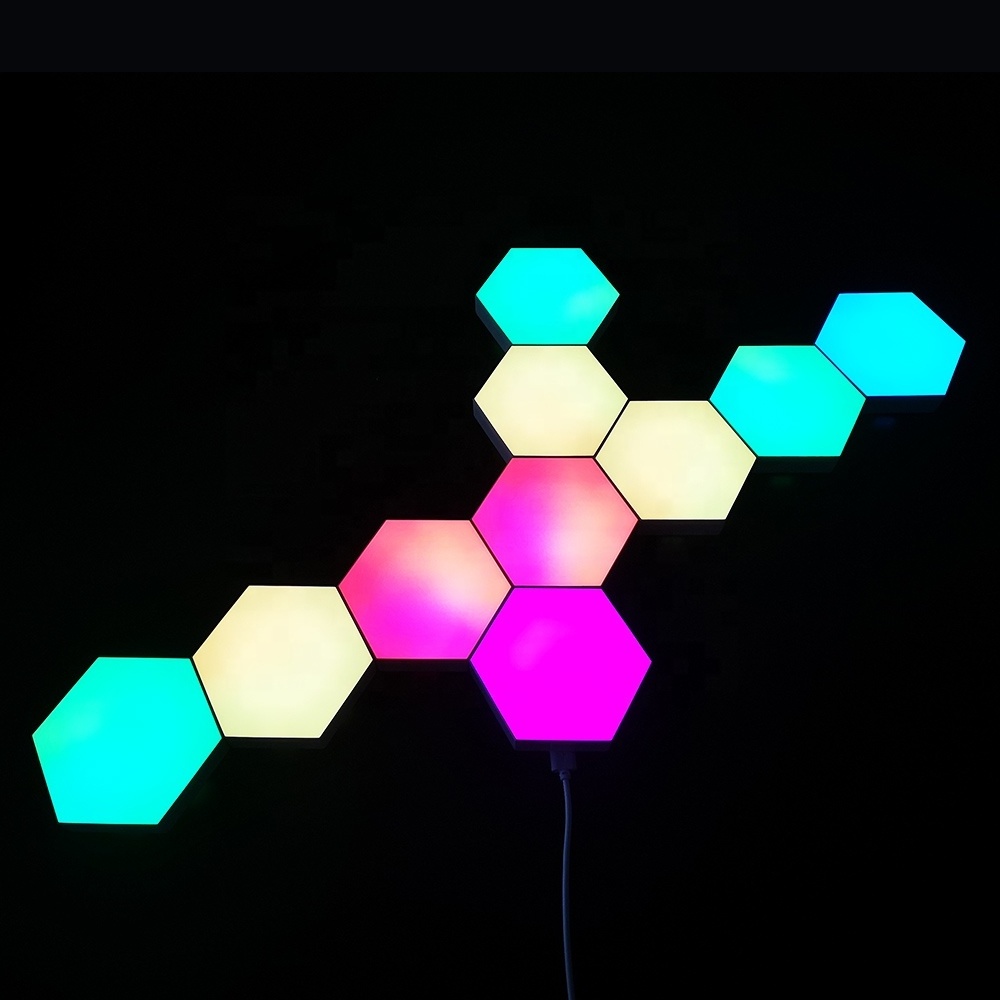 Best seller Hexagon Lights RGB Home Decor for Bedroom Remote Control Quantum Wall Light App Sync With Music