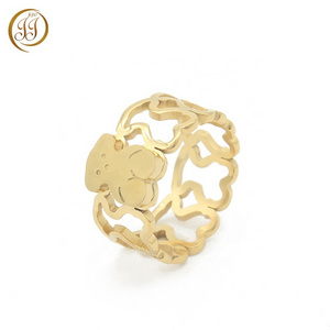 Hot Sale Design Women Jewelry Cheap Women's Gold Band Stainless Steel Bear Ring