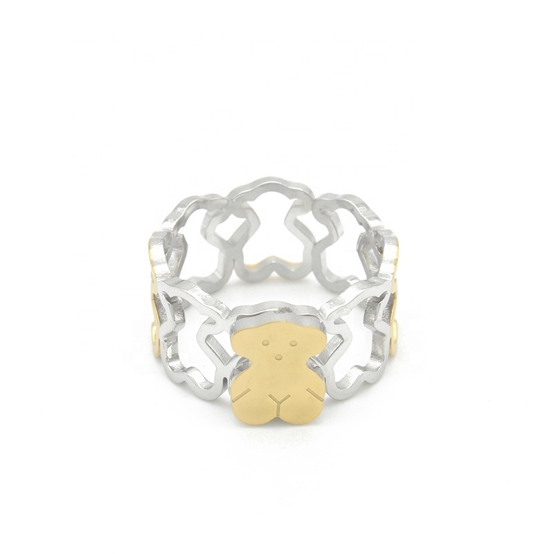 Hot Sale Design Women Jewelry Cheap Women's Gold Band Stainless Steel Bear Ring